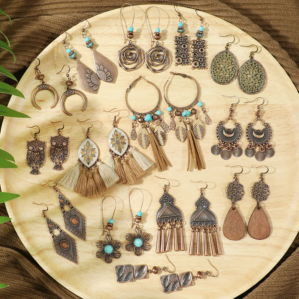 Indian Wedding Supply - Vintage Boho Geometrische Tropfenohrring Quaste Ethnische