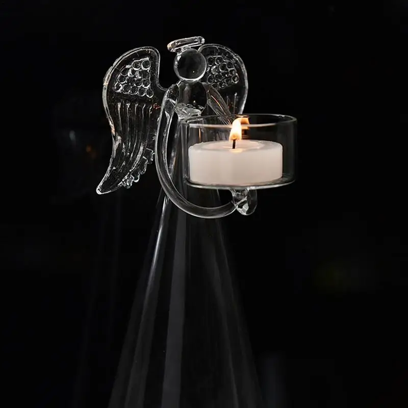 キャンドルホルダー,クリアガラス,天使,結婚式の装飾,クリスマス,ダイニングテーブル用