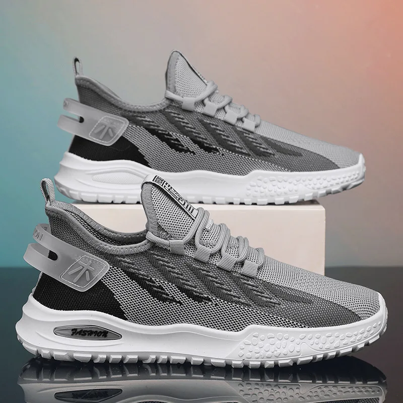 2023 Summer Breathable and Deodorant Flying Woven Mesh Mesh Shoes Running Casual Sports Men's Heightened Daddy Trendy Shoes