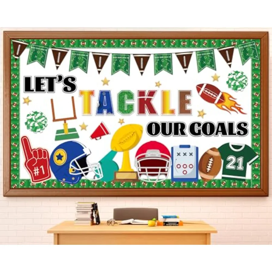

Football Bulletin Board Set Sports Theme Classroom Decoration Football Teamwork Bulletin Board We Tackle Our Goals Cutouts for