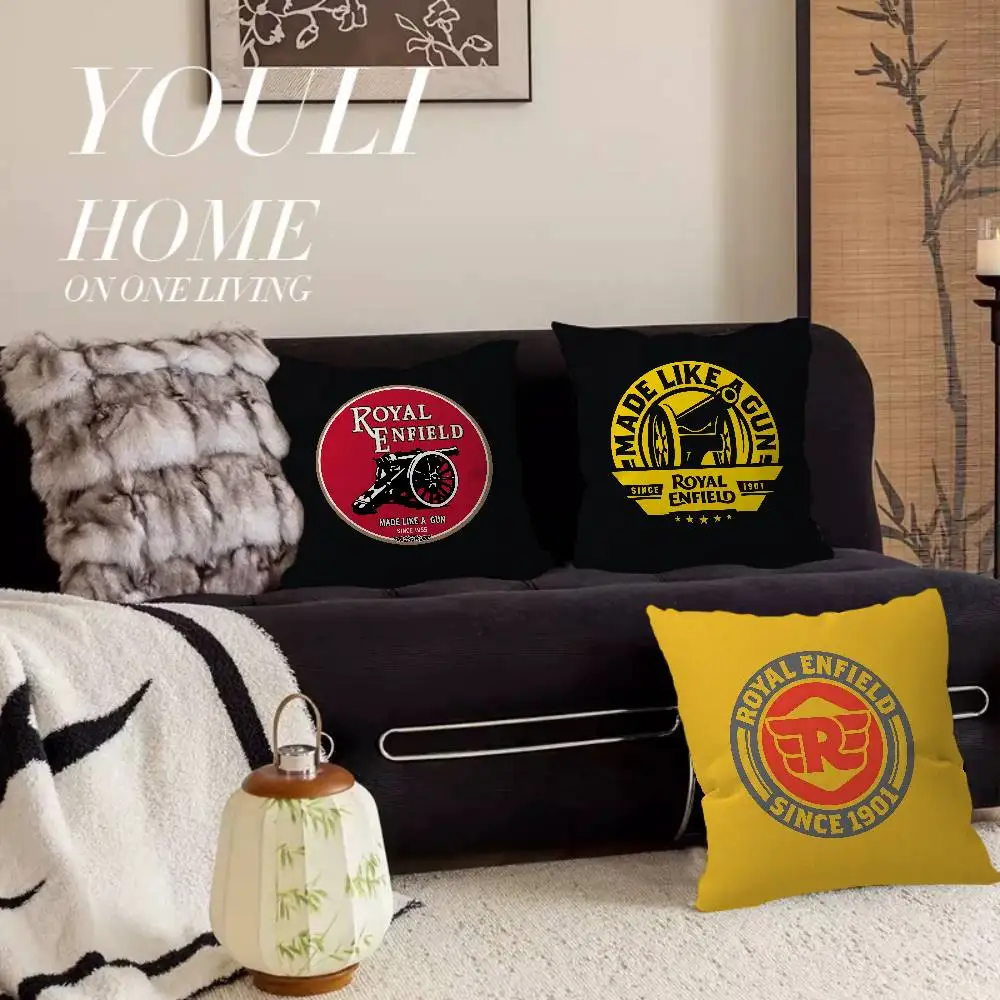 R-ROYALS E-ENFIELDS Logo Office Cushion Pillowcase Car Cushion Cover45X45CM Lumbar Pillowcase Sofa Pillowcover