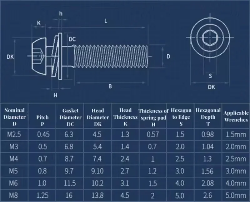 Vernickelte Sechskant-Zylinderkopfschraube aus schwarzem Kohlenstoffstahl M3-M10 mit Flach- und Federscheiben-Set – Detail 2
