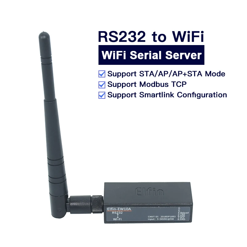 Serial Port RS232 To WiFi Device Server Converter Elfin EW10A Support Modbus MQTT IOT Data Transfer