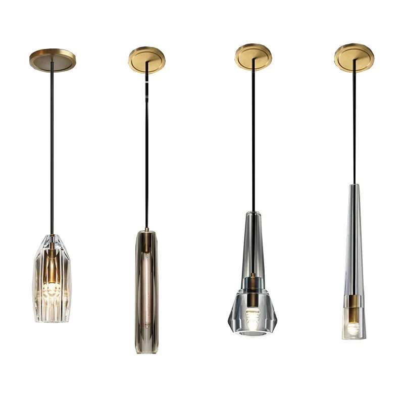 

Nordic Copper Light Luxury Post-Modern Crystal Chandelier Model Room Dining Room Bedroom Bedside Bar Creative Personality