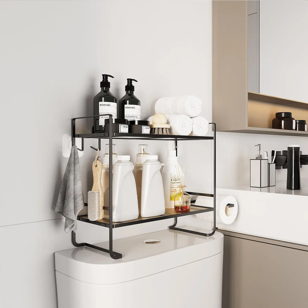 

Multifunctional Storage Rack Above Toilet 2-Story Bathroom Storage Rack Storage Rack With Toilet Paper Rack-A57X