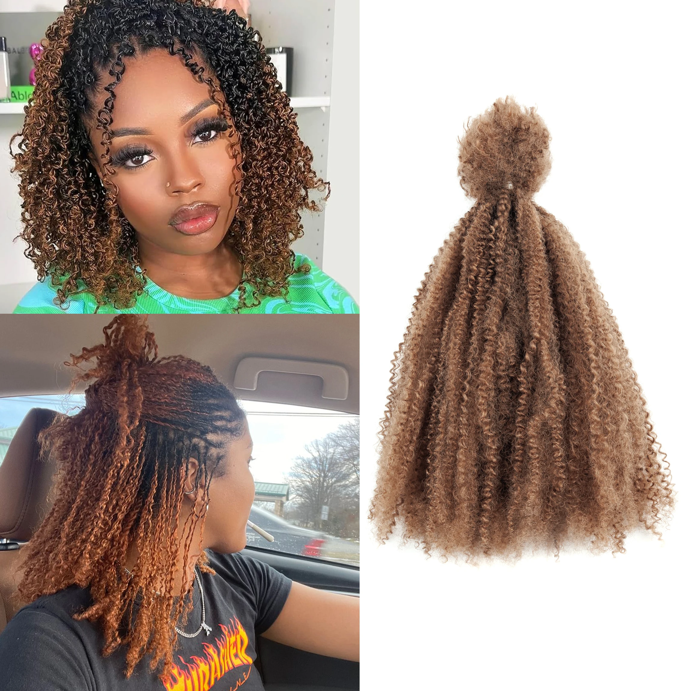 

Прочные вьющиеся натуральные плетеные волосы, афро-кудрявые объемные синтетические волосы для плетения, локоны с вьющимися концами