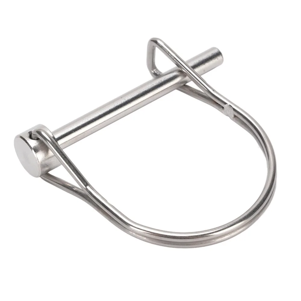2PCS Practical 304 Stainless Steel Safety Coupler Pin Silver D Type Shape Trailer Coupler Pin Extended Length Heavy Duty PTO Pin
