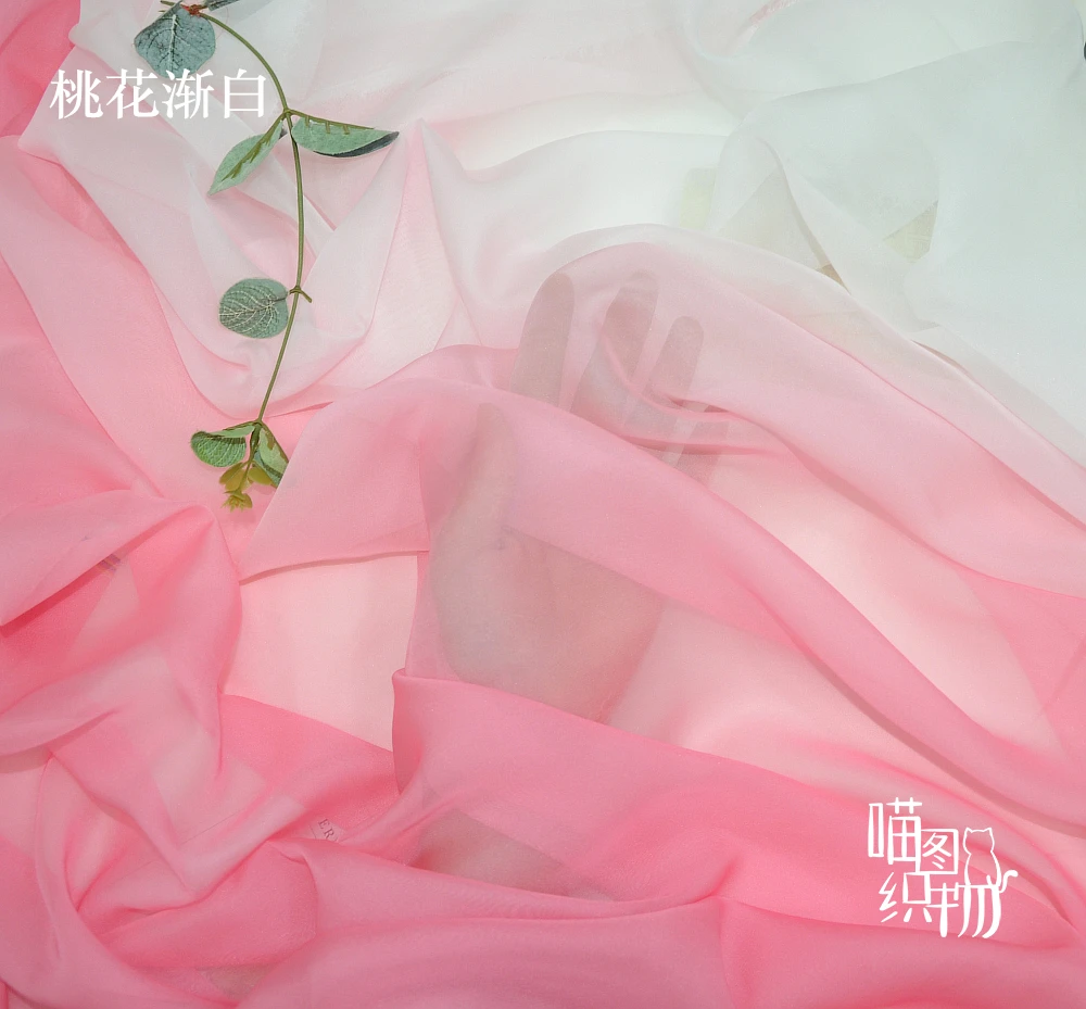 Gradient Printed Chiffon Fabric By The Meter for Wedding Dresses Skirts Shirts Hanfu Sewing Summer Thin Soft Textile Transparent