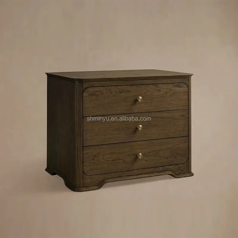 MYHOME 2026 American Solid Oak Wood Modern Convertible Nightstand Bedroom Bedside Table Cabinet 3-Draw Apartment-Friendly
