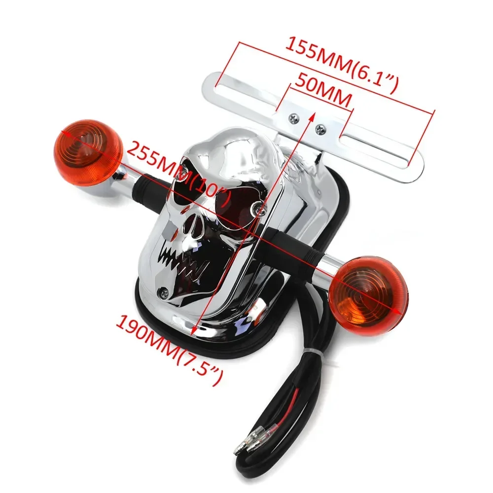 Metal Chrome Tombstone/Skull Brake Tail W/ Light Signal for Harley Davidson Big Twin Aftermarket Motorcycle Parts