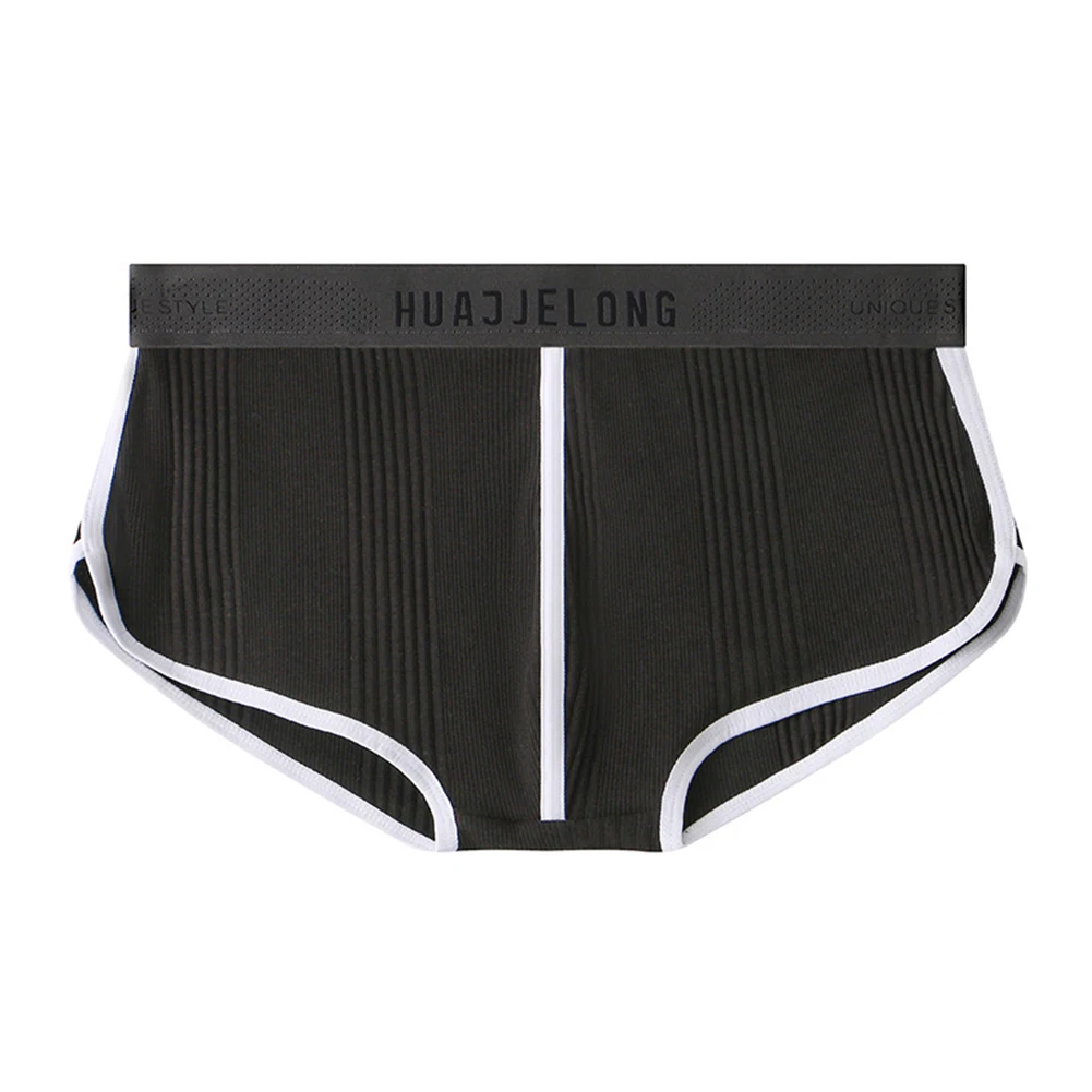 Para conforto diário para esportes preto masculino boxer briefs listrado boxer briefs material macio u convexo codpiece novo