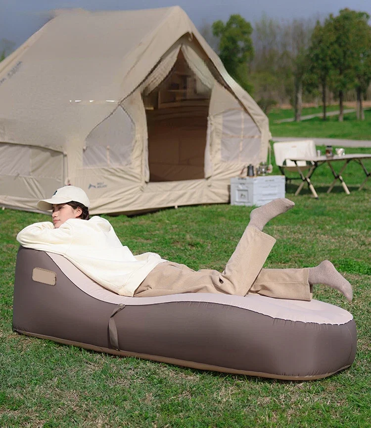 Outdoor lazy one-button automatic inflatable sofa office lunch break beach chair home leisure escort air mattress