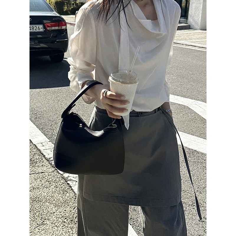 Design Sense Fake Two Slacks Women's 2025 Autumn New Versatile Butt Curtain Slimming Loose Washed Trousers