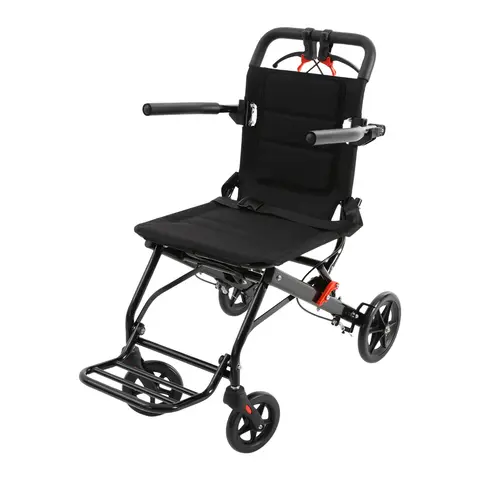 Ultra-Lightweight Foldable Transport Wheelchair with Handbrake, Compact Portable Travel Chair for Adults Seniors, Easy Folding Chair Outdoor Daily Use Max Load Capacity 100kg