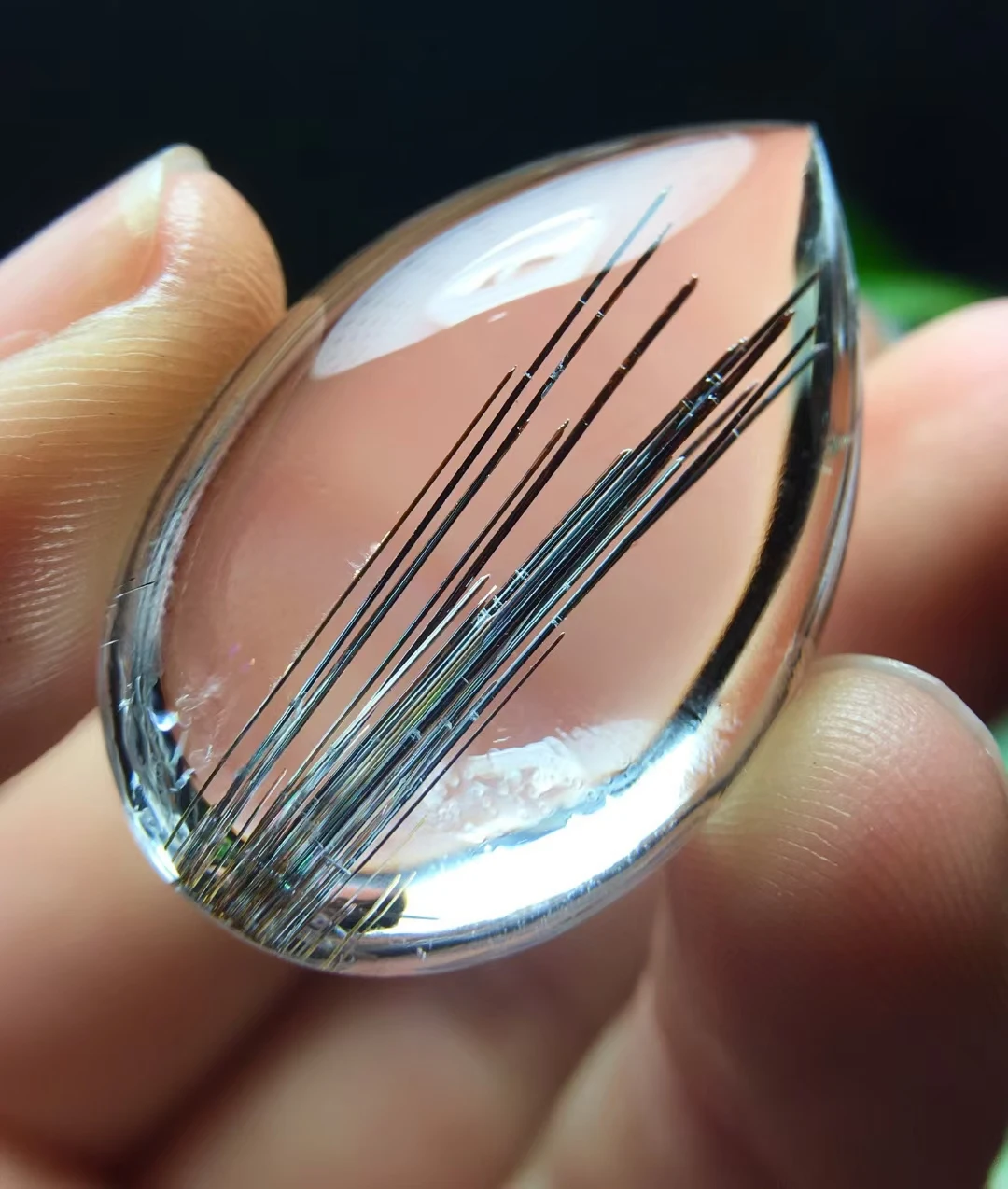 

Natural Brookite Platinum Black Rutilated Quartz Pendant Water Drop 35.7*23*13mm Women Men Bead Jewelry Fashion AAAAAA
