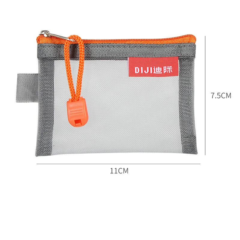 Transparent Mesh ID Card Holder Bank Card Zipper Pocket Travel Portable Mini File Bag Storage Organizer Key Data Cable Pouch 1PC