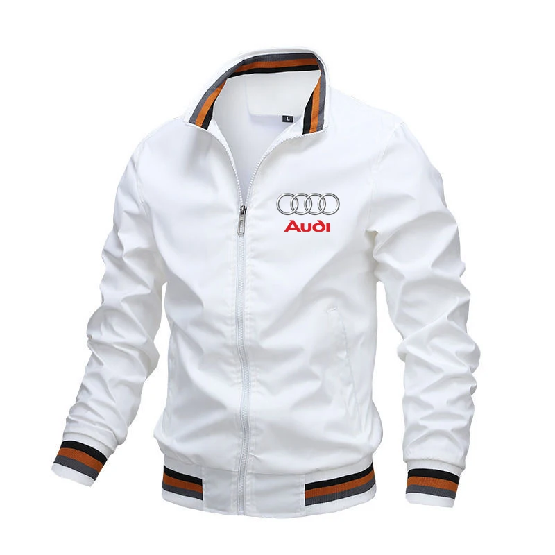 Motorcycle Jacket Audi Car Logo Print Jacket Casual Windbreaker Zipper Sweatshirt Biker Racing Team Jacket Audi Clothing Custom