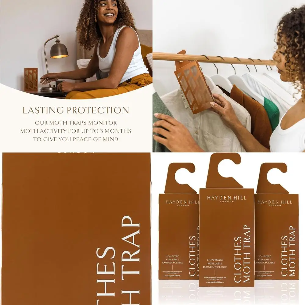 Perangkap Ngengat untuk Pakaian & Lemari - Paket 3 - Perangkap Ngengat Isi Ulang dan Bebas Bau untuk Dalam Ruangan - Feromon untuk Perlindungan Pakaian