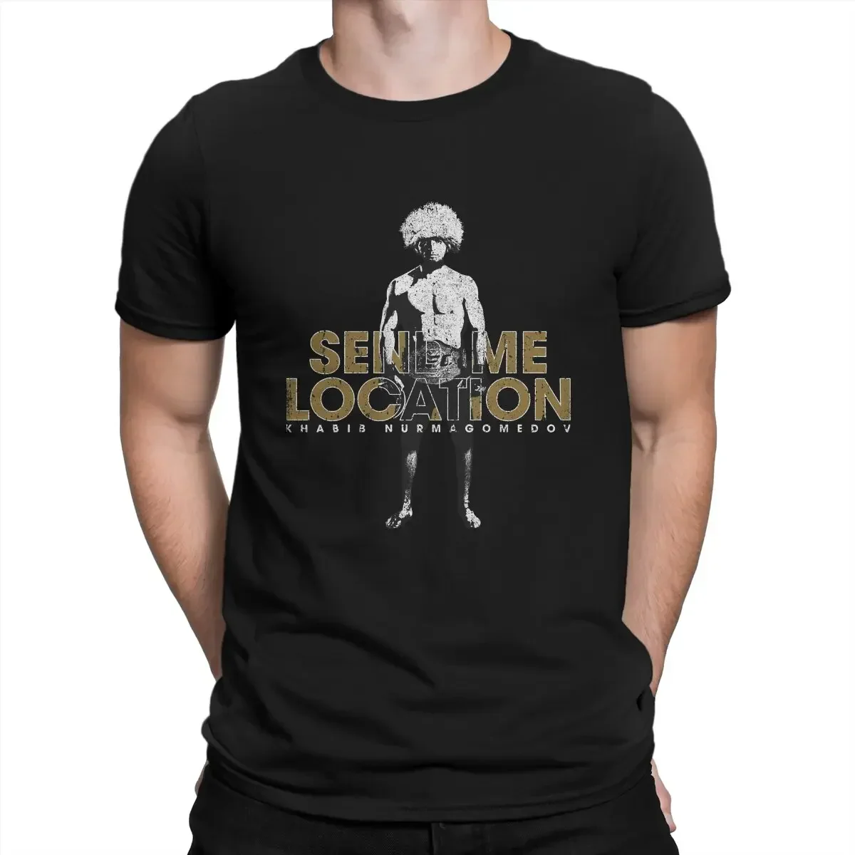 Send Me Location T Shirt Men Cotton Fashion T-Shirts O Neck Khabib Nurmagomedov Tees Short Sleeve Clothing Printing