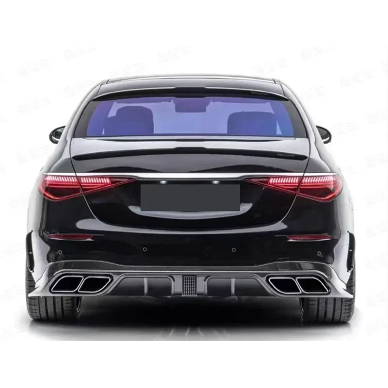 

3PCS/SET Real Carbon Fiber Rear Bumper Diffuser Trunk Door Lip Spoiler Cover For Mercedes Benz S Class W223 2021 2022 2023 2024