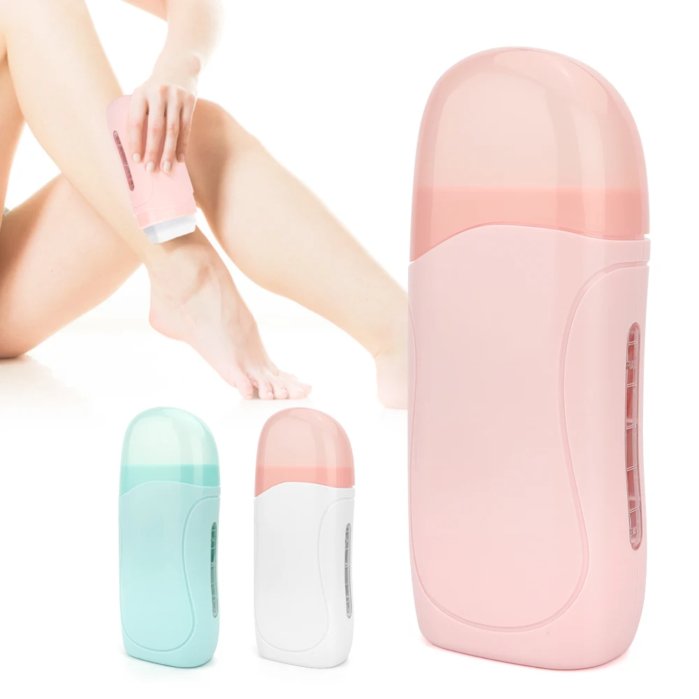 3-in-1 Roll on Waxing Kit with Cartridges Strips Soft Wax Heater Hair Removal System including Wax Paper for Smooth Skin