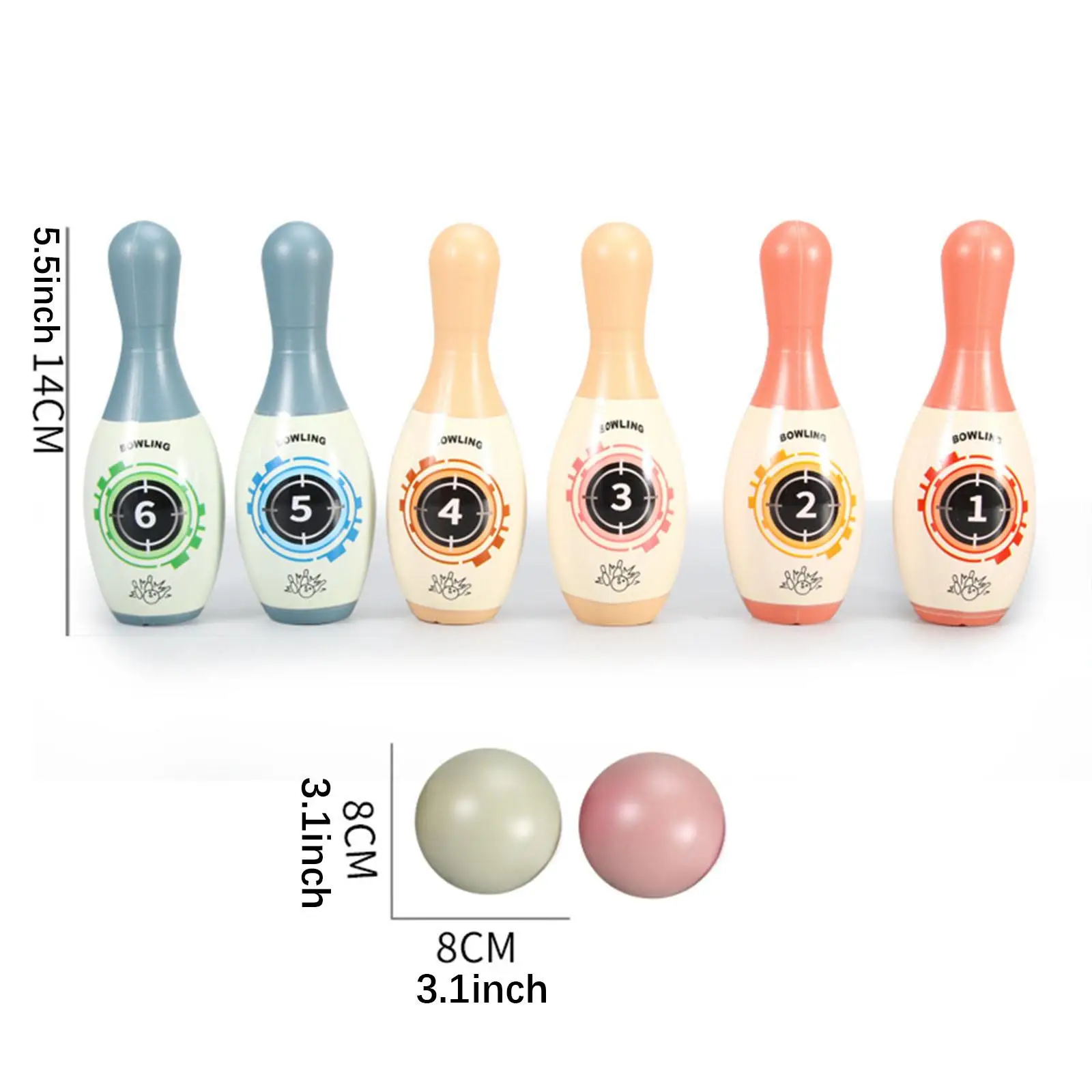 مجموعة لعب البولينج للأطفال، دبابيس وكرات البولينج لتعليم المهارات الحركية للأطفال #6