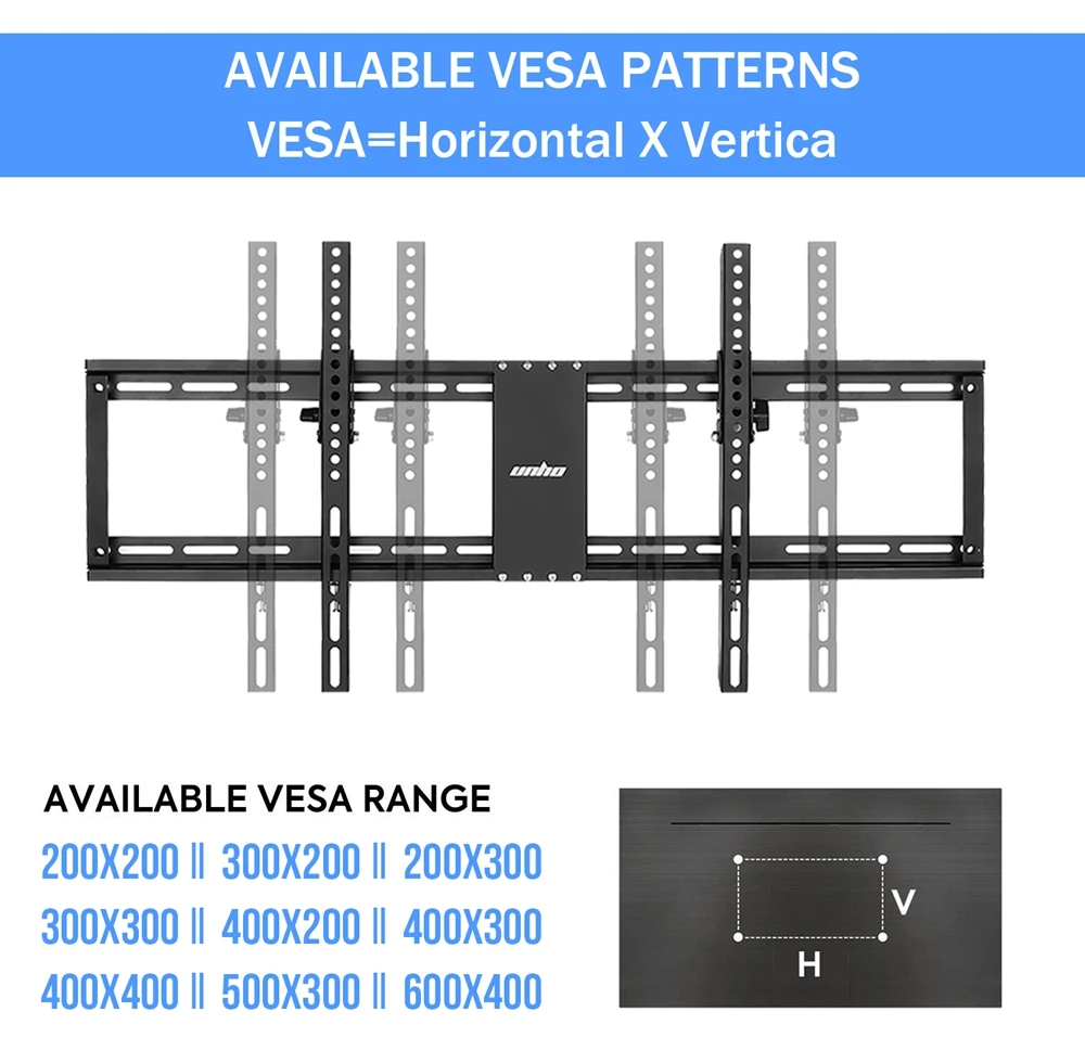 Unho Tilt TV Wall Mount for 32-85 Inch Flat Screen, 15° Tilt Low Profile 3.5cm, Fits VESA 800x400mm up to 132lbs