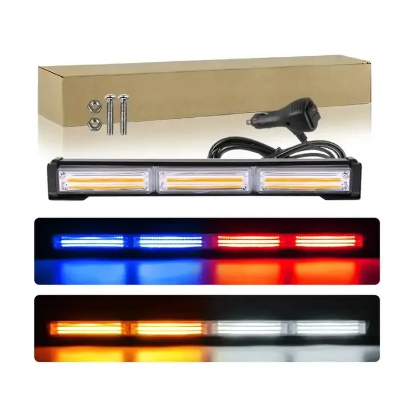 

D2 13 Inches Vehicle Warning Red LED Strobe Light Bar Traffic Emergency Flashing Blue COB Light Bars Hazard Flashlight for Truck