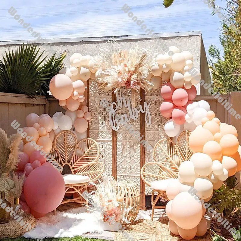 

181pcs Boho Baby Shower Decoration Cream Peach Beige Dusty Pink White Sand Balloons Garland Arch Wedding Supplies Birthday Decor