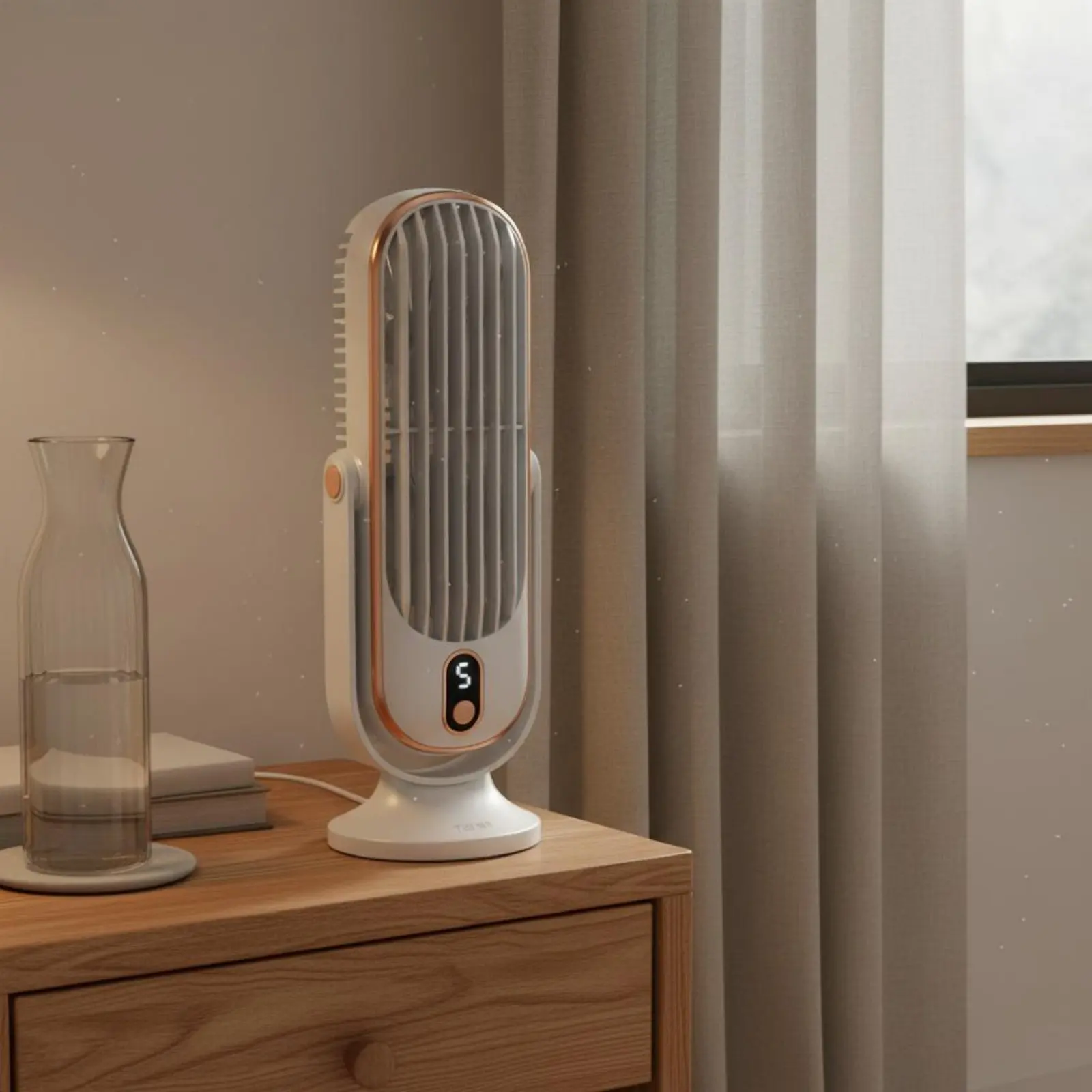 Type-C Battery-Powered Desk Fan 5 Speed Settings Oscillating Table Fan Home Appliance Quiet Function Long Battery Life