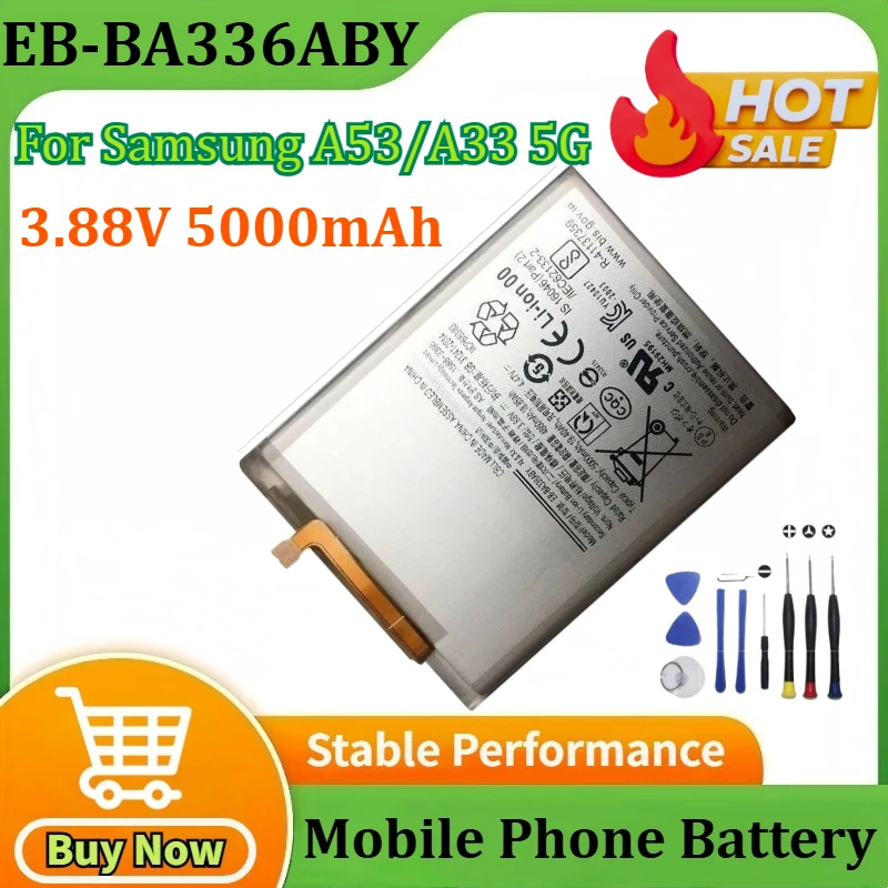 

3.88V 5000mAh EB-BA336ABY Battery for Samsung Galaxy A33 A53 5G A536 A5360 Mobile Phone Batteries