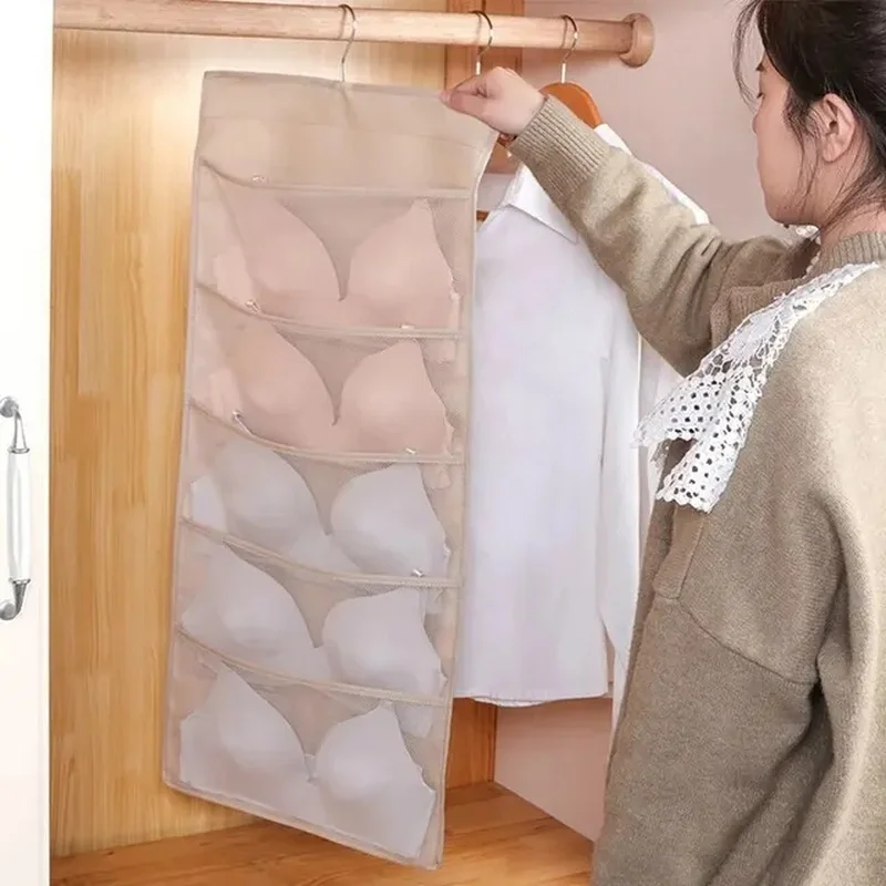 Closet Two Sides Non-woven Wall Pocket For Panties Small Things Hanging Door Organizer Underwear Storage Range Socks Space Saver