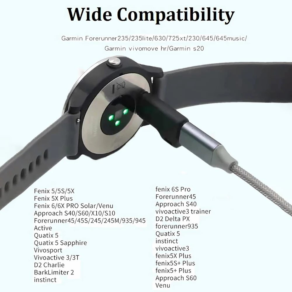 유형 C 충전기 변환기 Garmin Lily 용 전원 어댑터 Fenix 7 7X 5 5x5s 6 6X 6S Venu 2 Forerunners 45 245M 스마트 워치 충전기