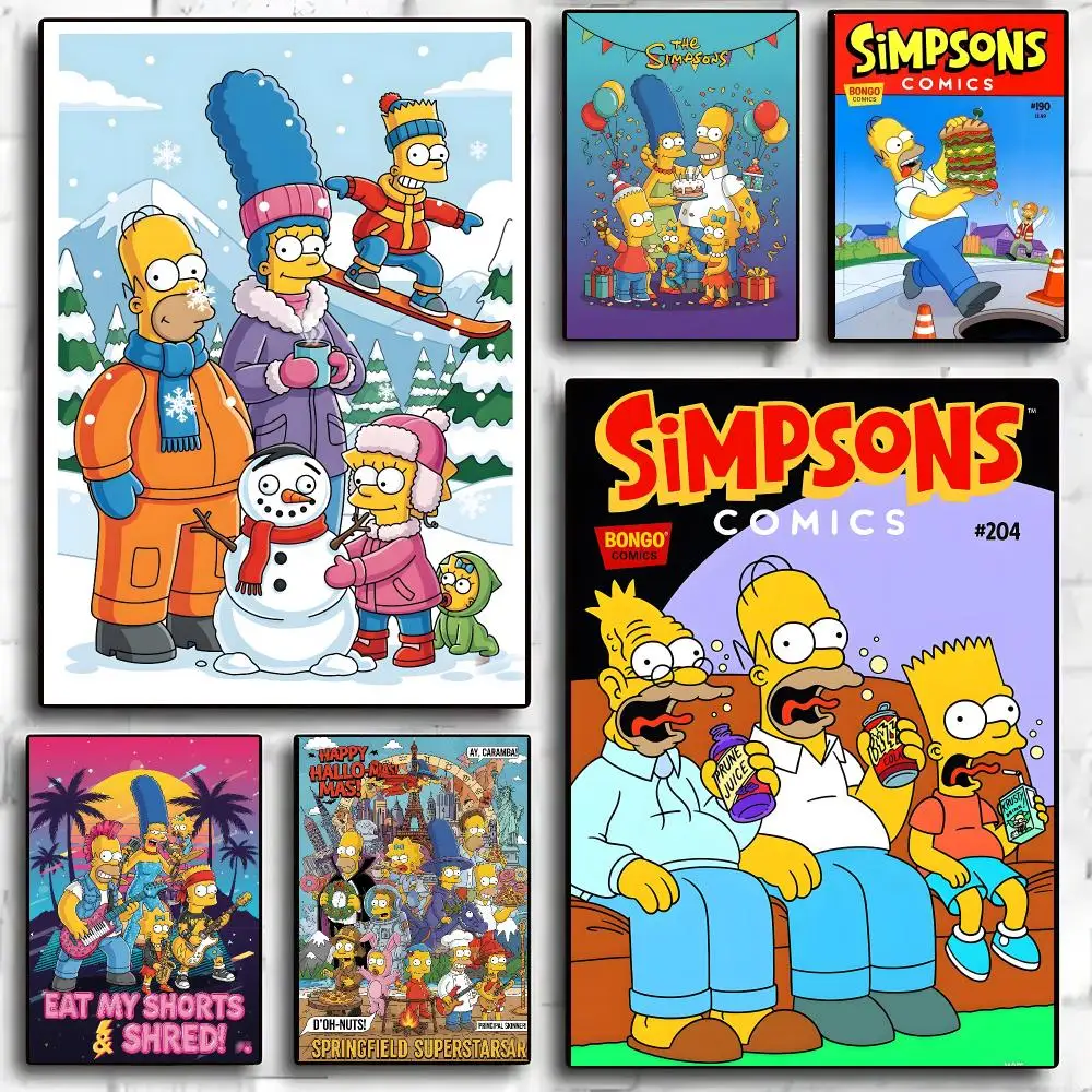 The Simpsons Animated Series Poster Self-adhesive Advanced Aesthetic Printing Paper Wall Art for Living Room Home Decor