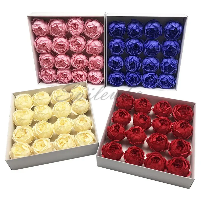 Spilewka Dia9CM Big Peony Artificial Rose Flower Head Valentine's Day Diy Gift Box Wedding Flower Bouquet X'mas Home Decor 16per