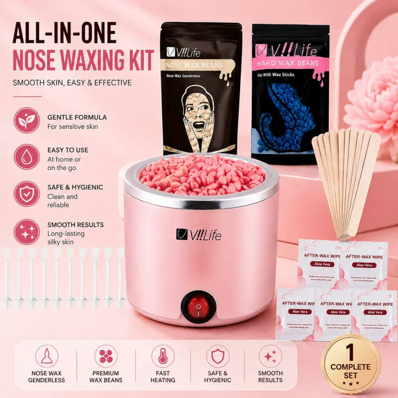 Waxing Kit Home - Viilife All-in-One Wachs-Set, Einstellbarer Wachswärmer, Nasen-