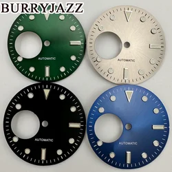 BURRYJAZZ 29mm No Logo NH38 Silver Grey Black Blue Green Dial Green Luminous Dial 3 O'clock Case Crown