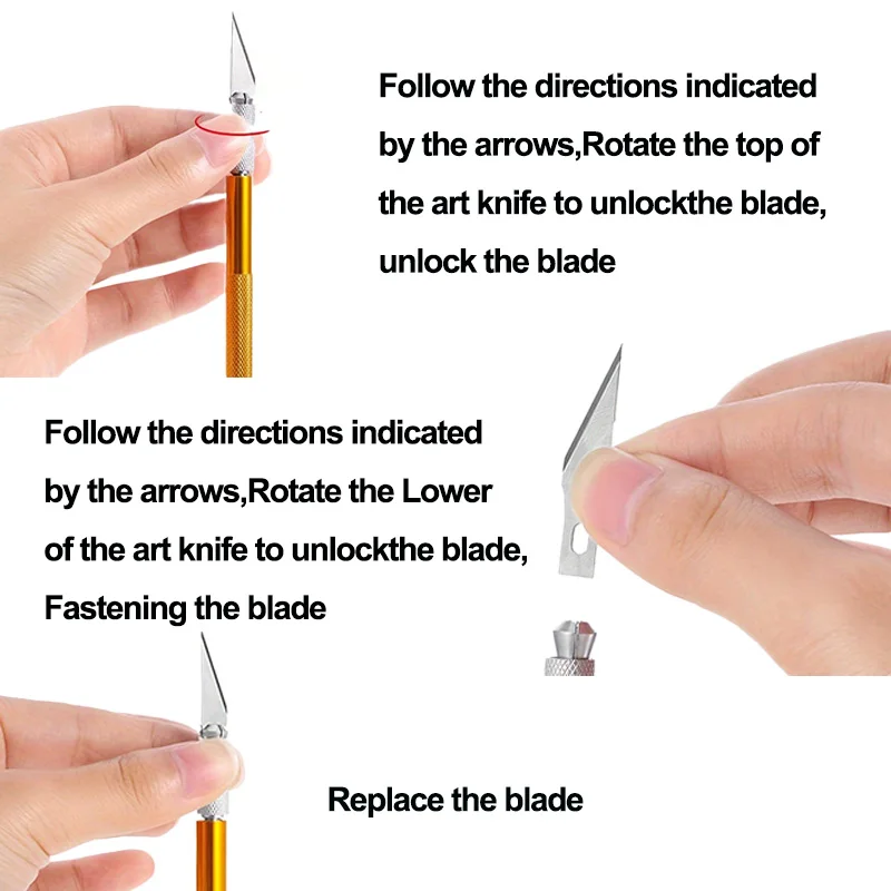 Portable Engraving Pen Knife Set, Comes with 5 Spare Blades, Non-Slip Textured Alloy Handle, Sharp and Thin Blades for Clean and Precise Fabric Cutting and Fine Edge Trimming, Also Suitable for Rubber Carving, Paper Crafts, Sticker Cutting, and Handmade Model Making, Is a Lightweight Handheld Precision Cutting Tool, Ideal for Everyday Sewing DIY and Artistic Carving Creations - view 4