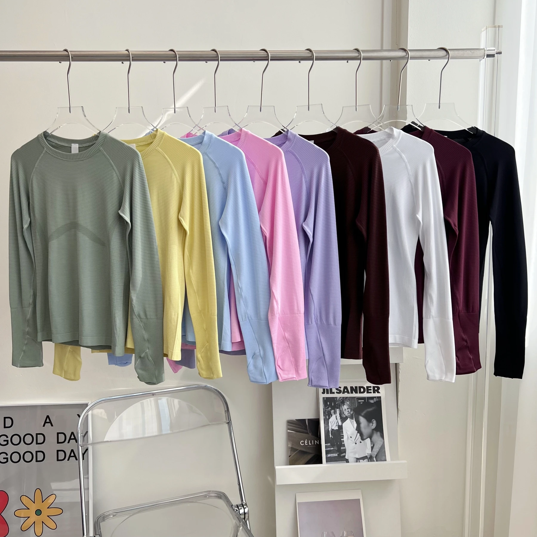 New Long Sleeve Yoga Shirt Top Women's Tight Fitness Wear Gym Clothes Sports Blouses Running Training Workout Pilates Yoga Shirt