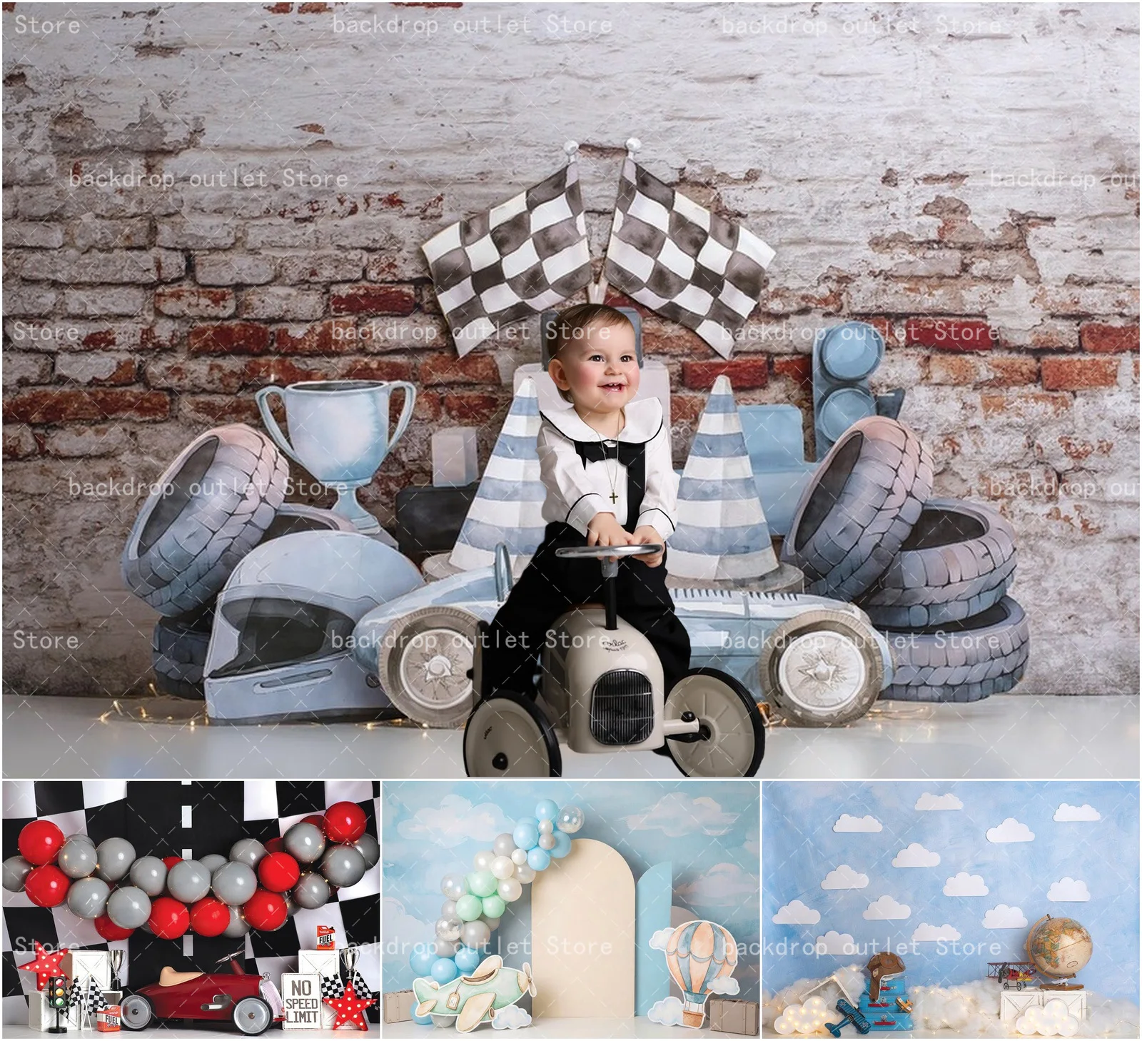 Mehofond Racing Car Photography Background Boy Kids Birthday Baby Shower Party Decor Pilot Theme Cake Smash Photo Backdrop