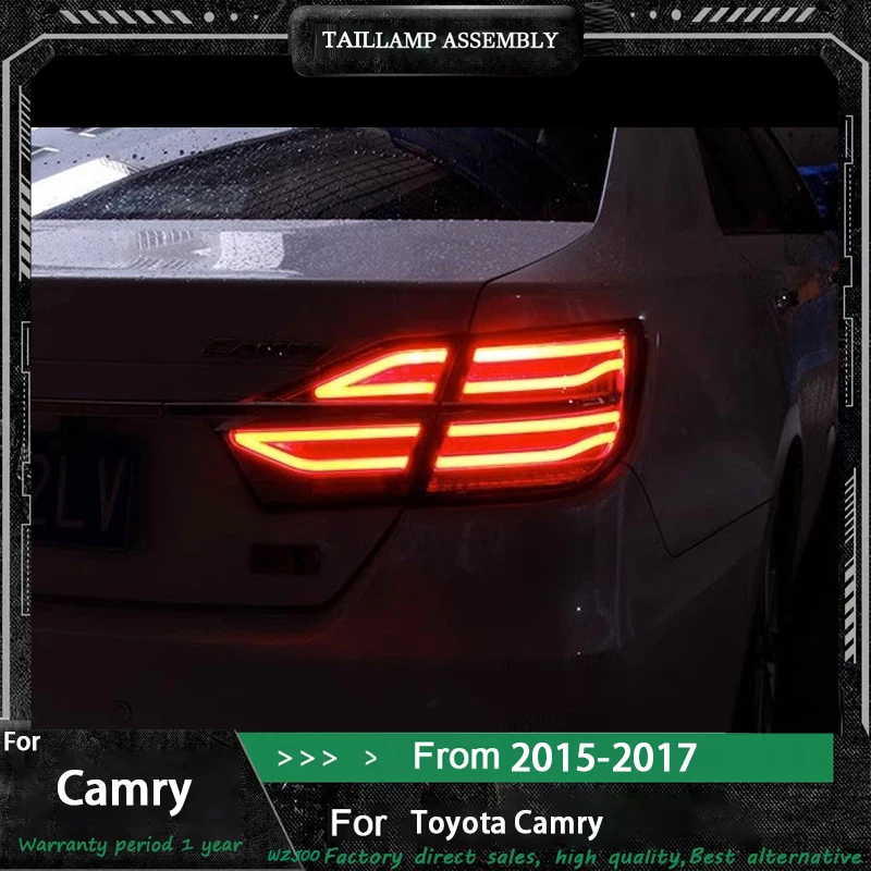 2PCs Car Tail Light Assembly For Toyota Camry 2014-2017 LED DRL Running Light Brake Flowing Water Flicker Taillights Tail Lamp