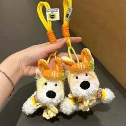 Cute Puppy Keychain Cartoon Small Dog Doll Keychain For Bag Pendant Creative Furry White Puppy Stuffed Animal Keyrings For Gifts
