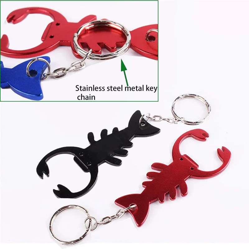 200Pcs Flat Bottle Beer Opener Key Chain Lobster Wine Bottle Opener Colorful Aluminum Alloy Tool Funny Opener for Home Kitchen