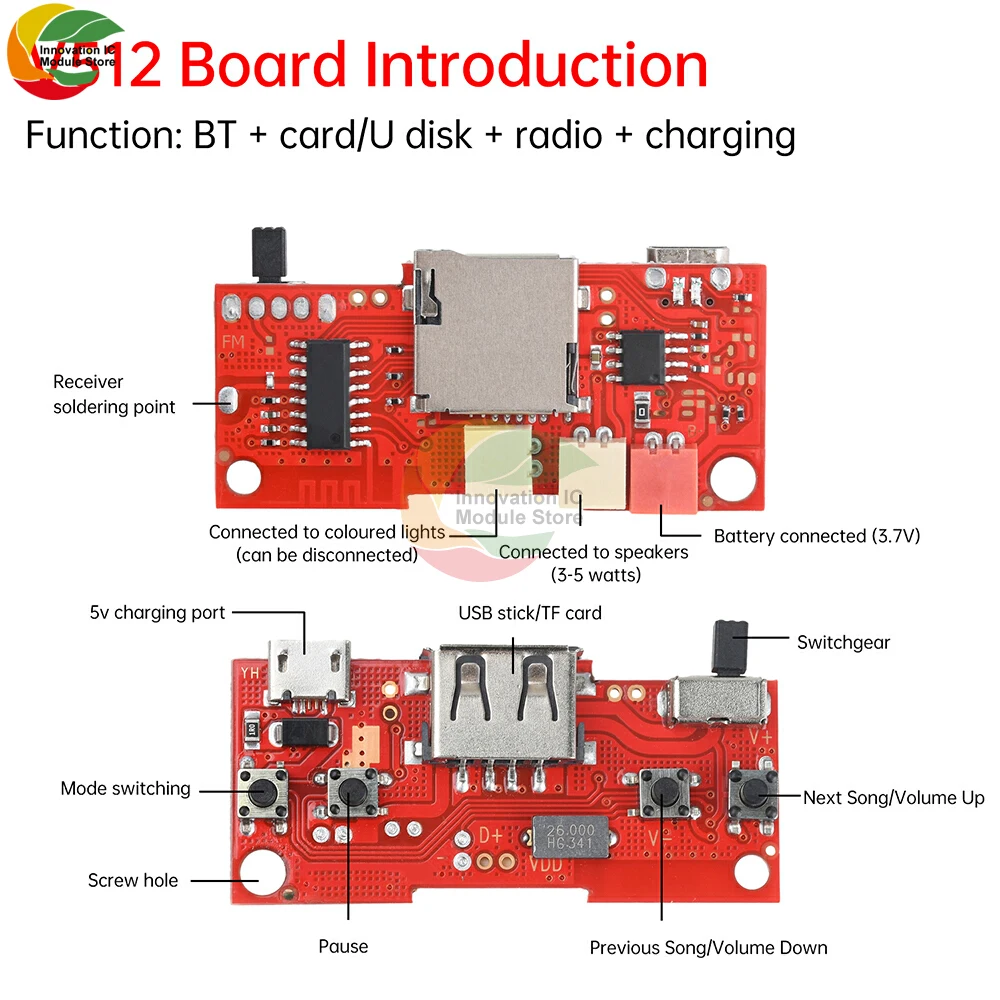 

DC 5V BT Audio Amplifier Board V512 Car Audio Player Lossless Audio Decoder Board with Amplifier Micro USB Interface