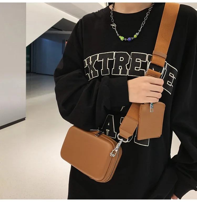 Fashion Crossbody Bag Simple Shoulder Bag for Women Coin Purse Retro Luxury PU Leather Anti-theft Square Bag Mobile Wallet