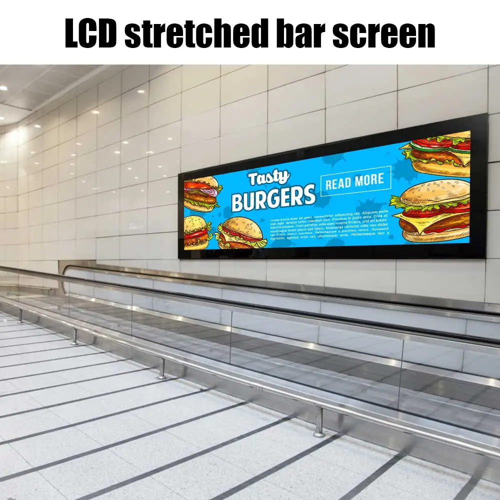 Customized size 23.9inch bar type lcd panel touch advertising display shelfdigital signage