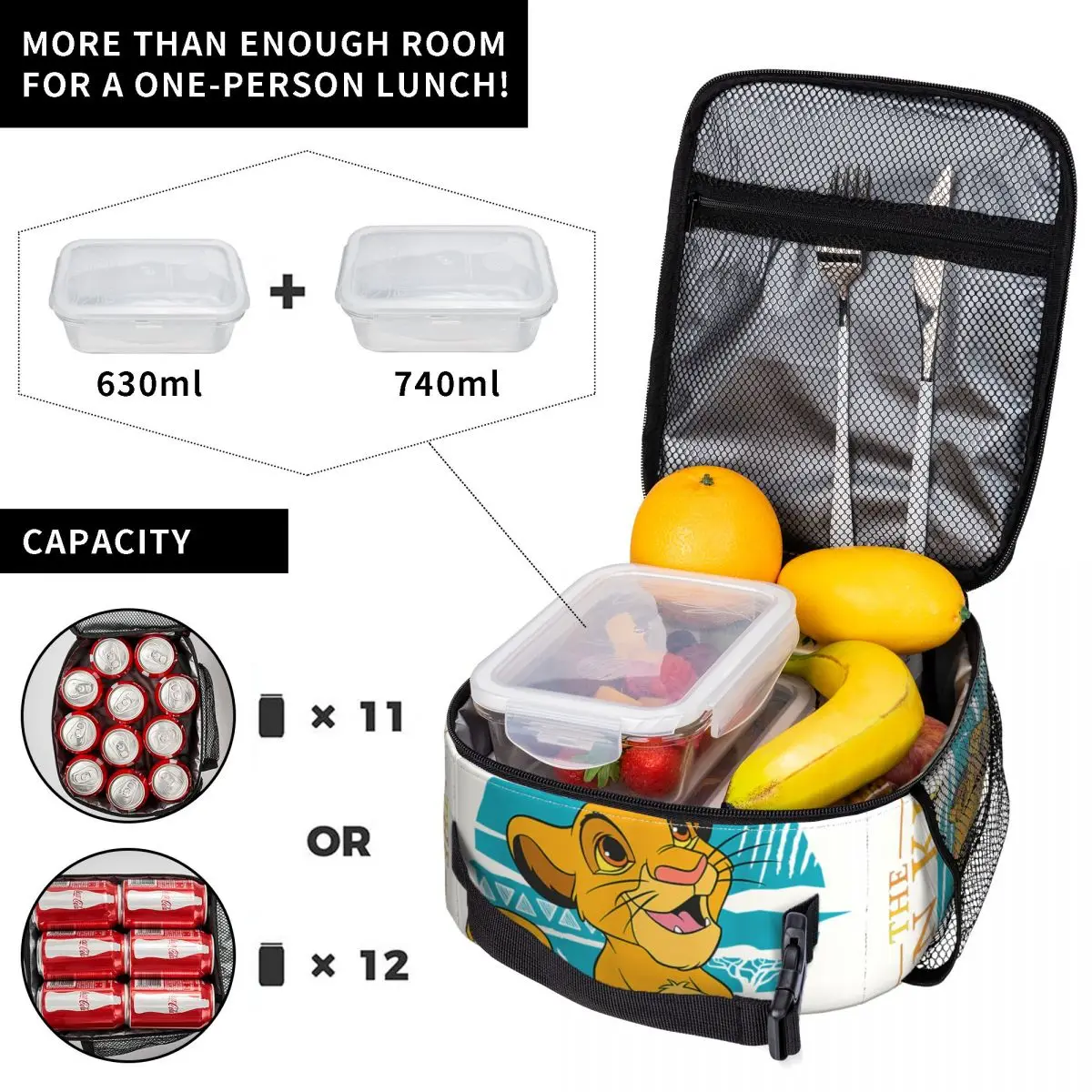 Young Retro Simba Happy Blue Classic Lunch Container Disney｠The Lion King｠Film For Girls Handheld For Outdoor Lunch Boxes