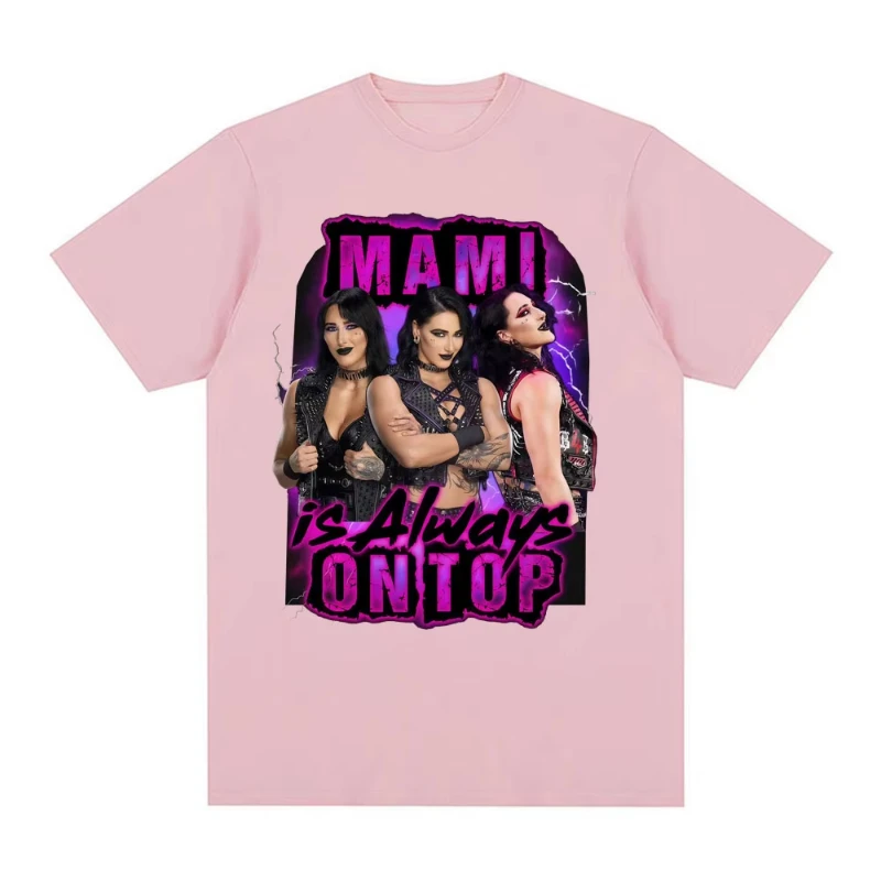 Camiseta gráfica Rhea Ripley Mami Wrestling Wrestler para hombre y mujer, camiseta Retro de manga corta a la moda, camiseta holgada de algodón puro de verano