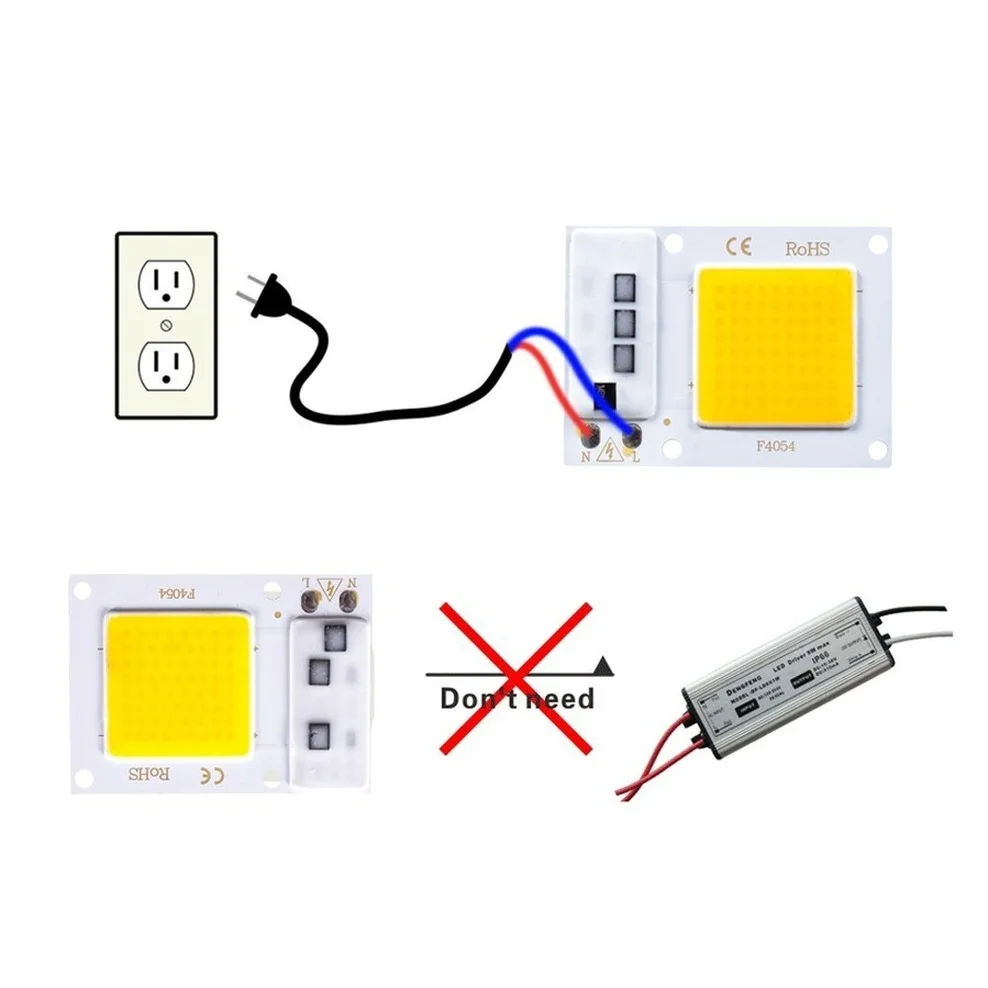 OuuZuu COB LED Chip 10W 20W 30W AC 220V/110V smart IC No Need Driver LED Lamp For Flood light Spotlight Accessories DIY Lighting