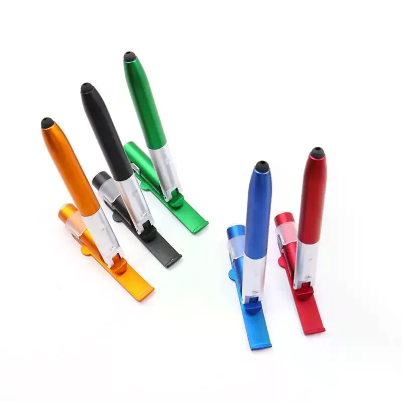 4-in-1 Multifunction Ballpoint Pen LED Light Foldable Phone Stand Night Reading Writing Pencil For Office School Students